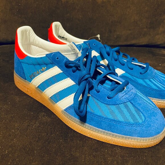 Rare Sample Tag Adidas Handball Spezial Blue Red White Men 9 US 8.5 UK 42 2/3 EU - Picture 1 of 10